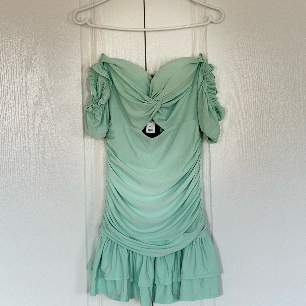 Sage coloured ruffled dress